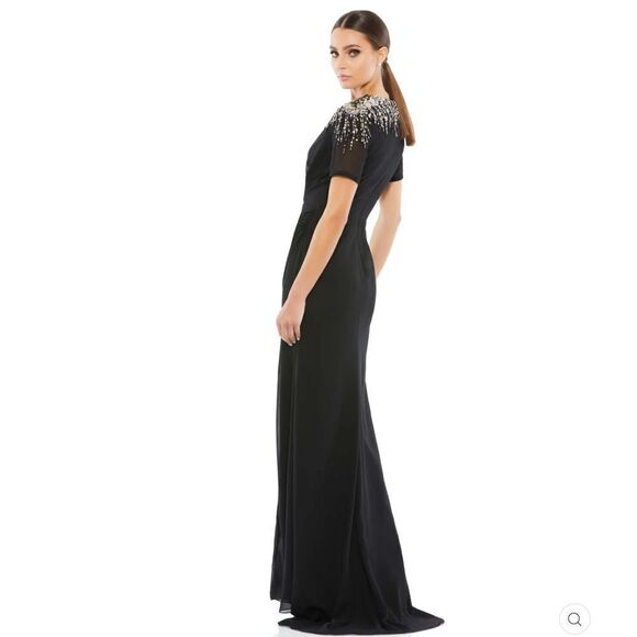Mac Duggal 55704 Womens Black SEQUINED EMBELLISHED SHOULDER EVENING GOWN - Picture 4 of 16